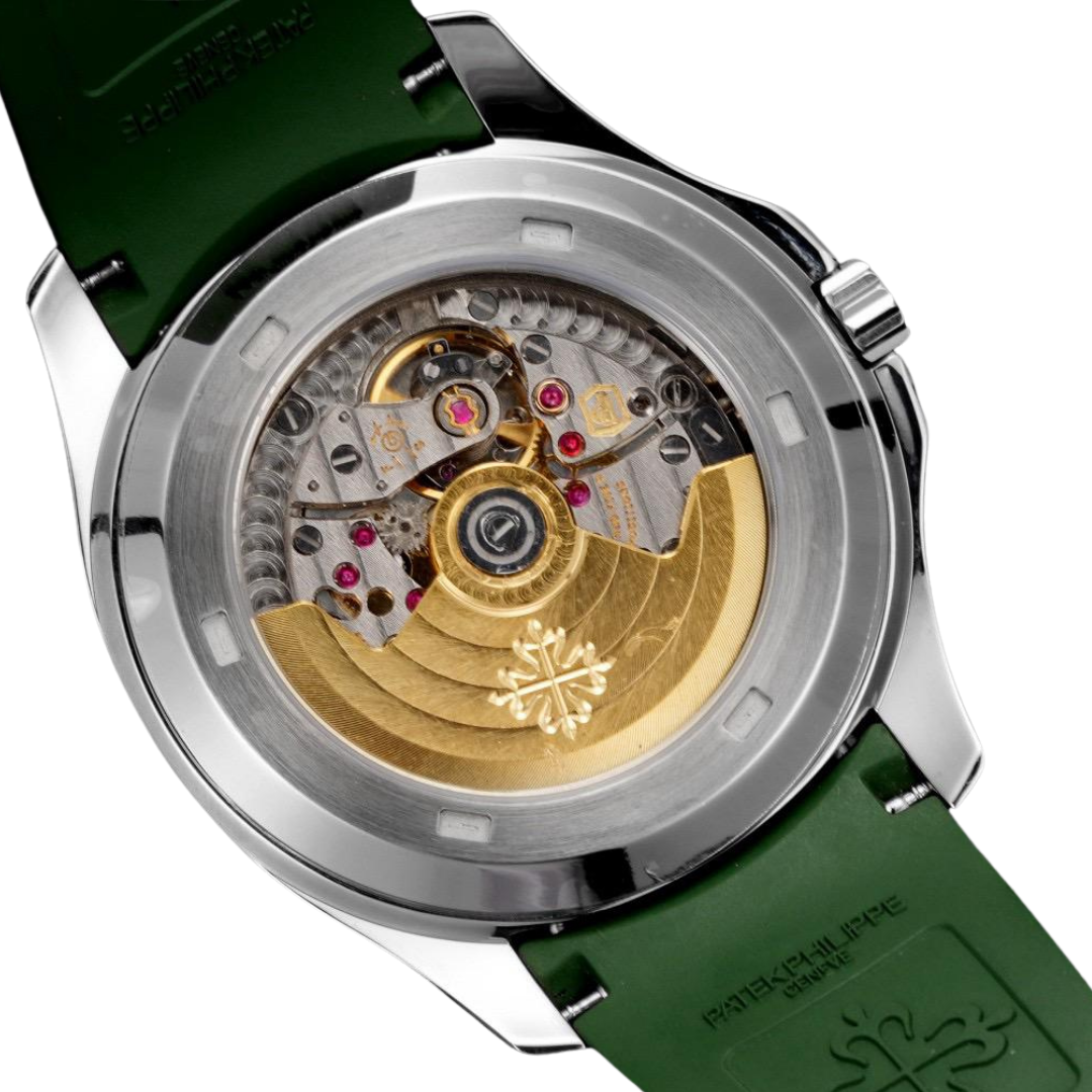 Aqua Steel - Green Dial Rubber Strap