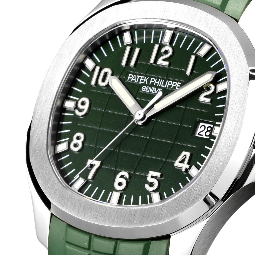 Aqua Steel - Green Dial Rubber Strap