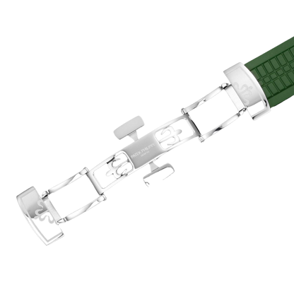 Aqua Steel - Green Dial Rubber Strap