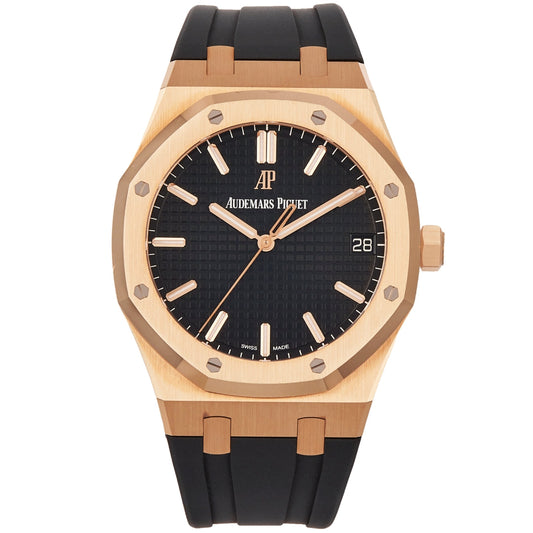 Oak Selfwinding - Rose Gold Black Leather Strap