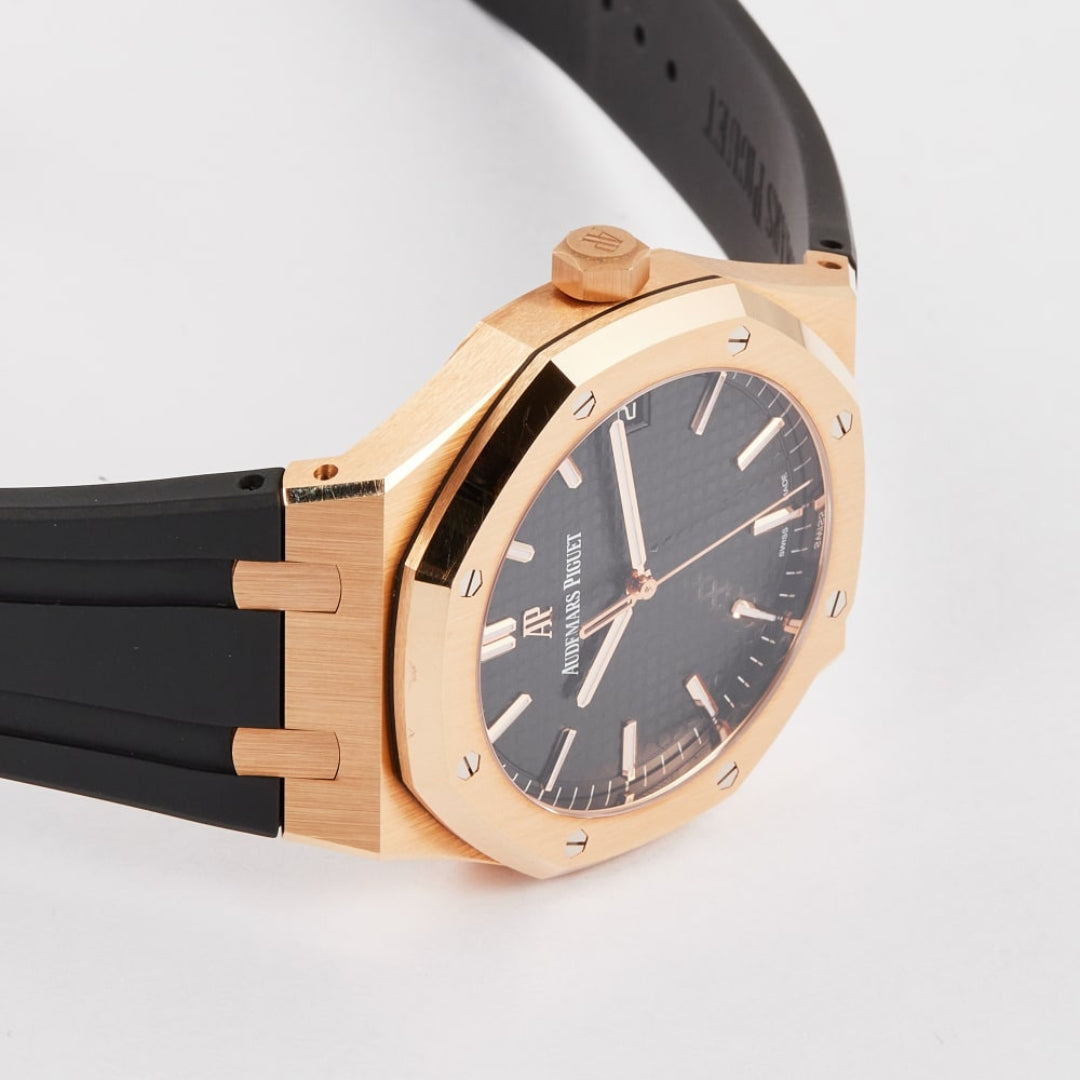Oak Selfwinding - Rose Gold Black Leather Strap