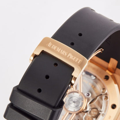 Oak Selfwinding - Rose Gold Black Leather Strap
