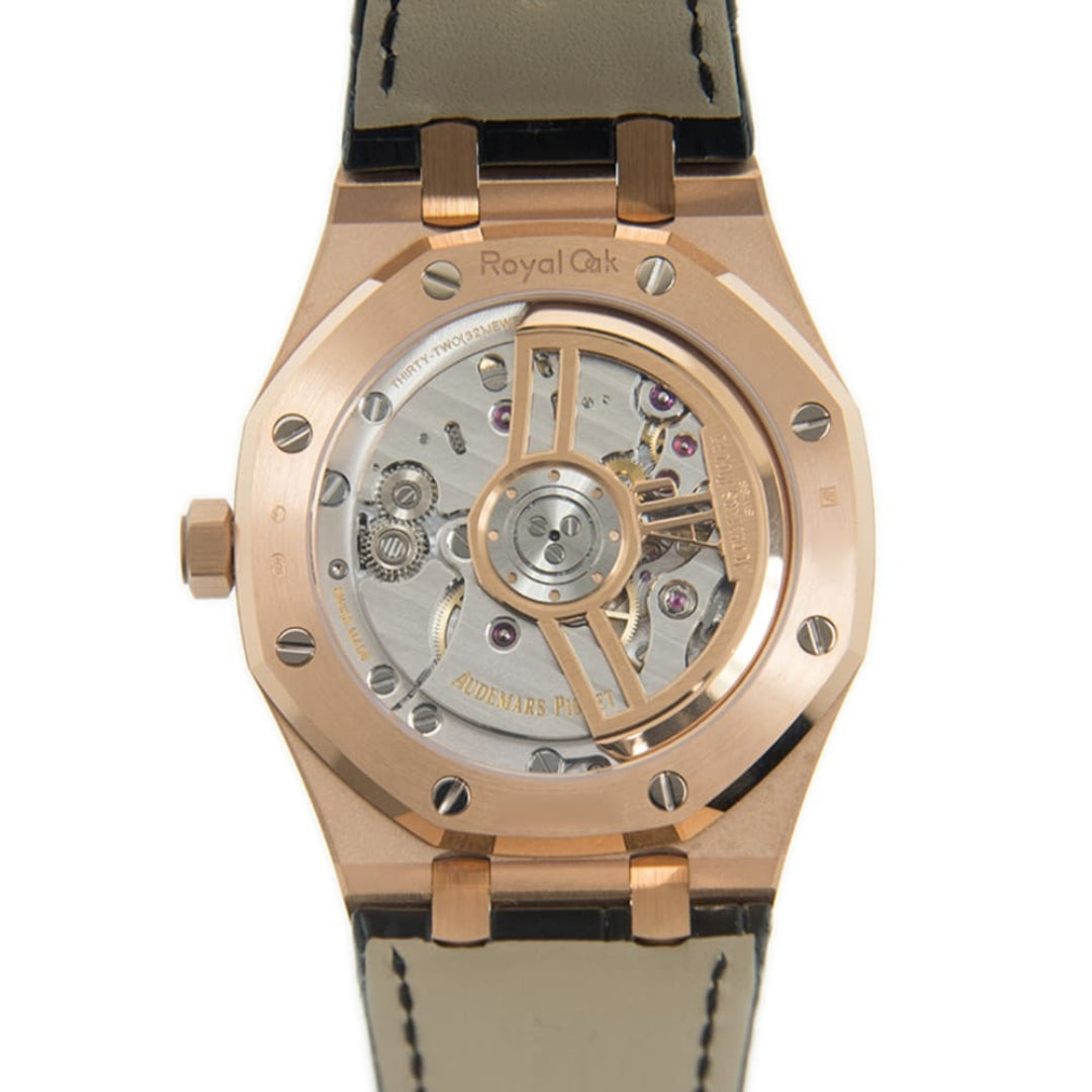 Oak Selfwinding - Rose Gold Black Leather Strap
