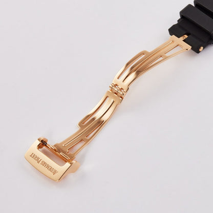 Oak Selfwinding - Rose Gold Black Leather Strap