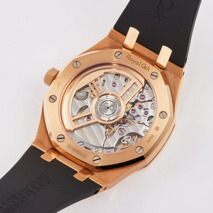Oak Selfwinding - Rose Gold Black Leather Strap