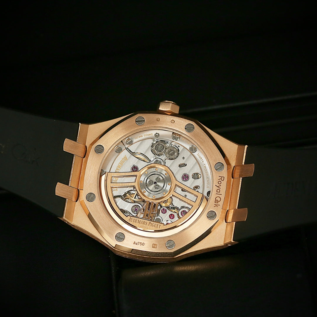 Oak Selfwinding - Rose Gold Black Leather Strap