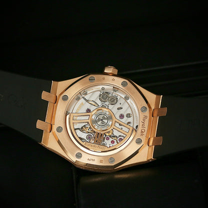 Oak Selfwinding - Rose Gold Black Leather Strap
