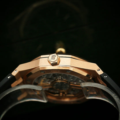 Oak Selfwinding - Rose Gold Black Leather Strap