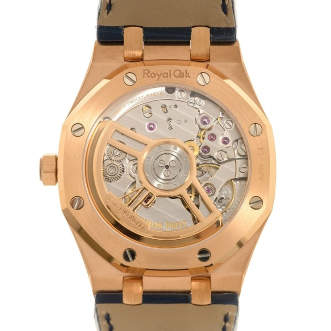 Oak Selfwinding - Rose Gold Blue Leather Strap