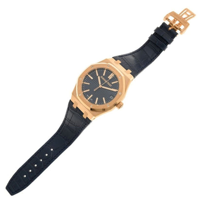 Oak Selfwinding - Rose Gold Blue Leather Strap