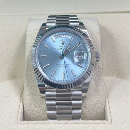 White Gold Ice Blue Dial President