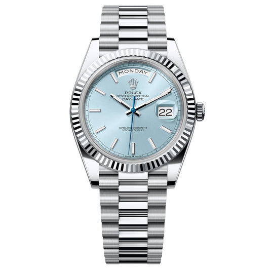White Gold Ice Blue Dial President