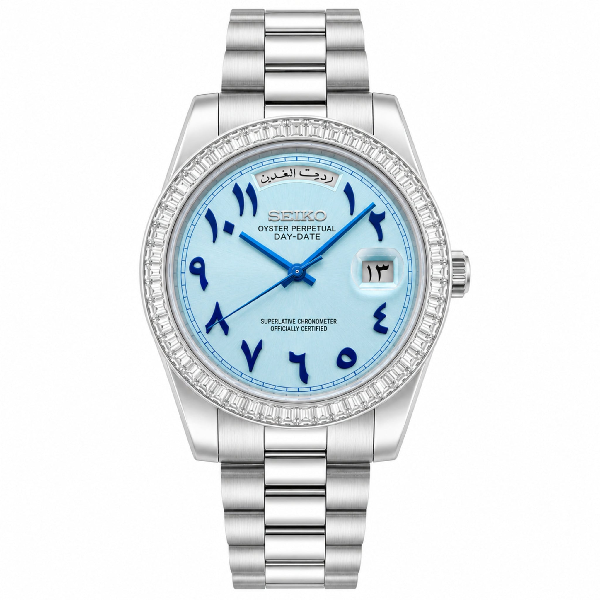 Mod | Day-Date Ice Blue Arabic (Baguette Bezel)