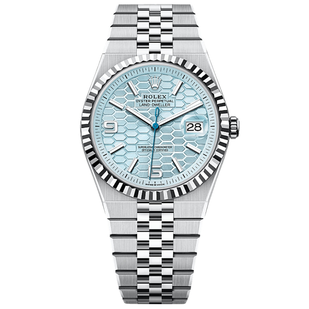 Land-Dweller - Ice Blue Honeycomb Dial Fluted Bezel