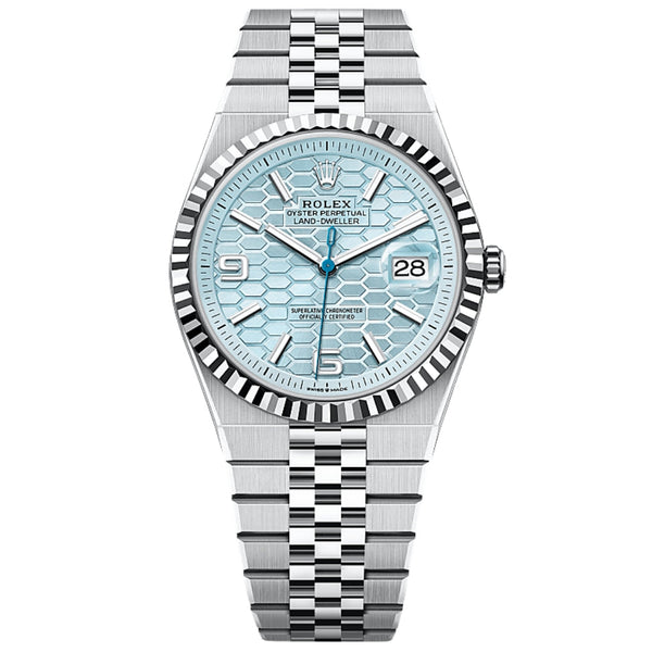 Land-Dweller - Ice Blue Honeycomb Dial Fluted Bezel