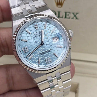 Land-Dweller - Ice Blue Honeycomb Dial Fluted Bezel
