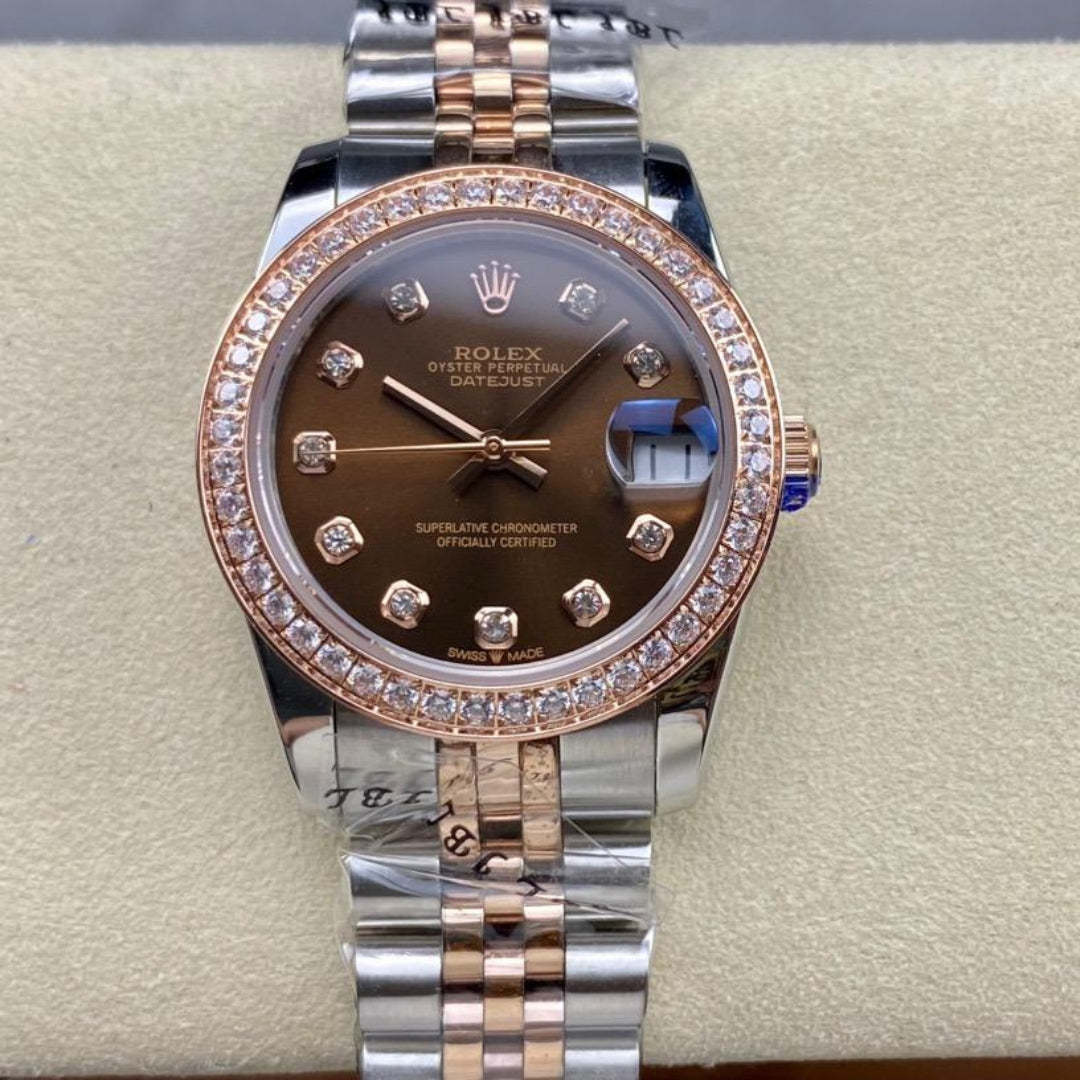 Just - Chocolate Diamond Dial Diamond Bezel