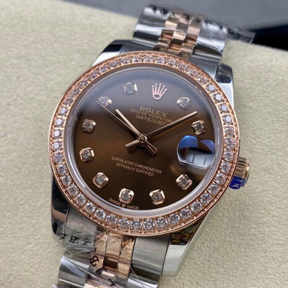 Just - Chocolate Diamond Dial Diamond Bezel