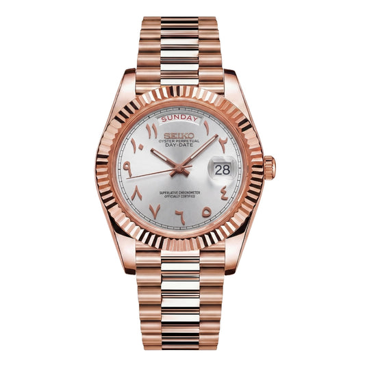 Mod | Day-Date White Arabic Rose Gold