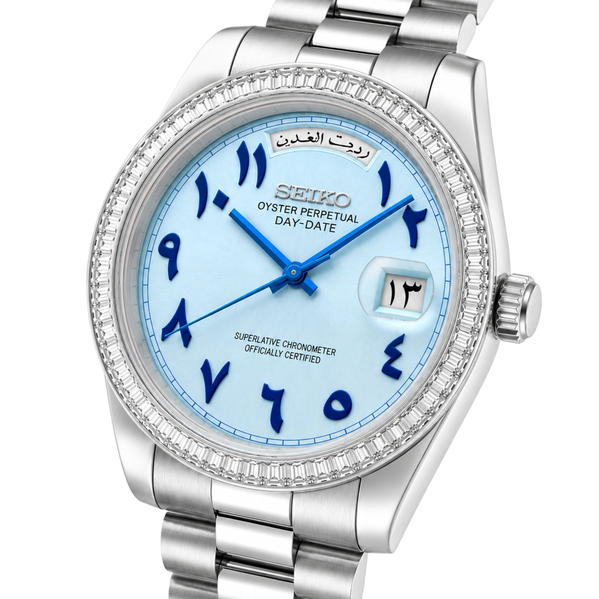 Mod | Day-Date Ice Blue Arabic (Baguette Bezel)
