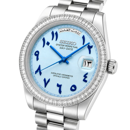 Mod | Day-Date Ice Blue Arabic (Baguette Bezel)