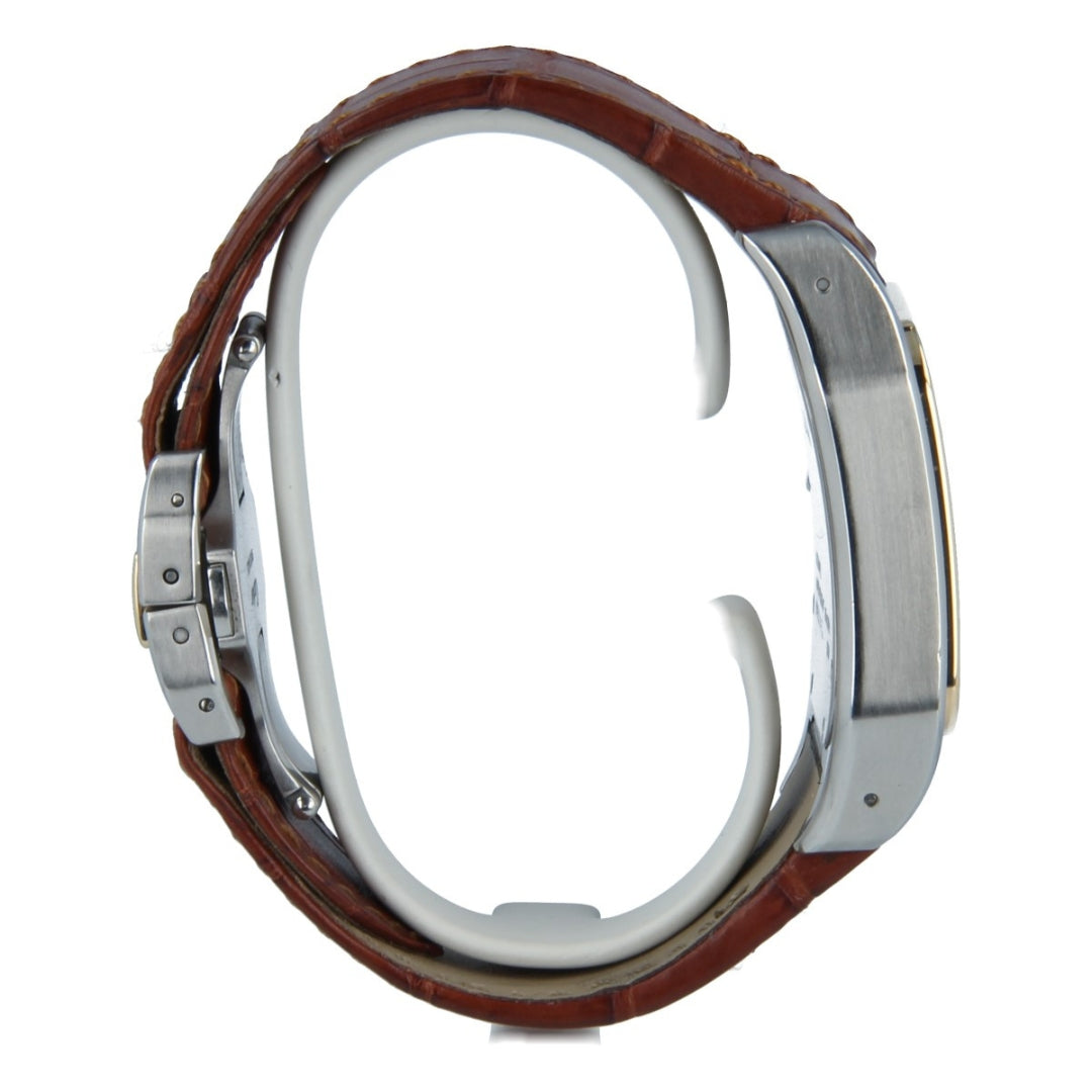 Steel - White Dial Brown Leather