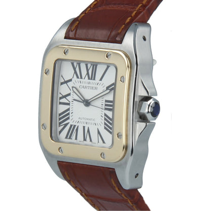 Steel - White Dial Brown Leather