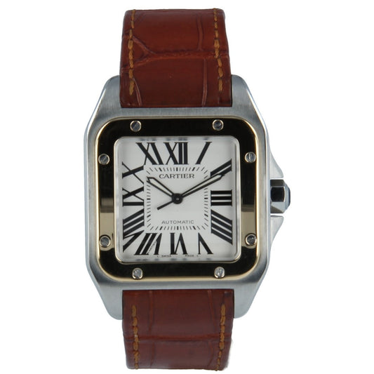 Steel - White Dial Brown Leather