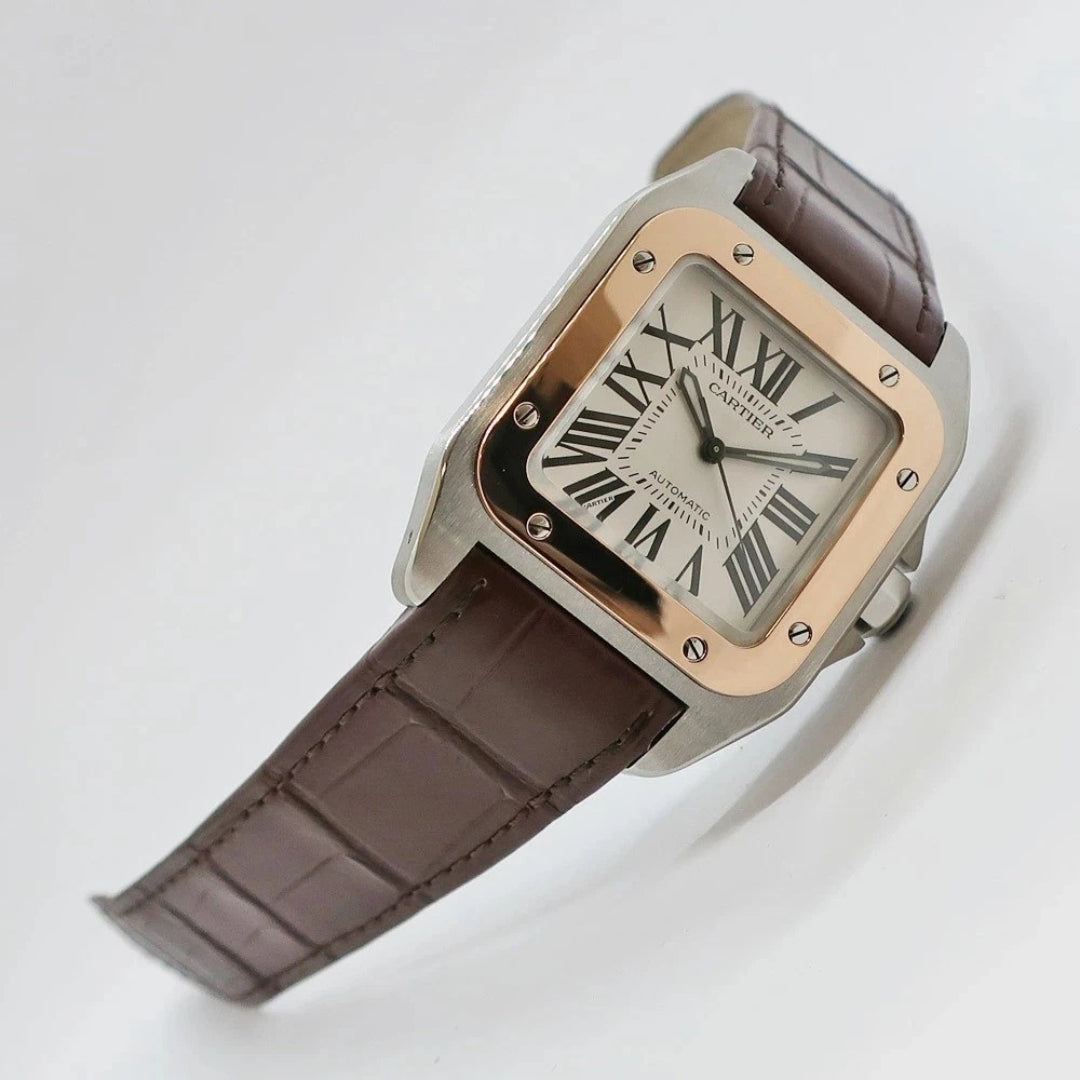 Steel - White Dial Brown Leather