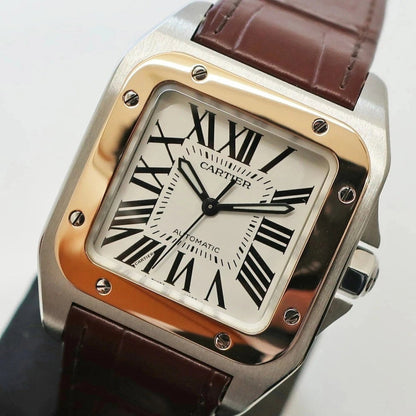 Steel - White Dial Brown Leather