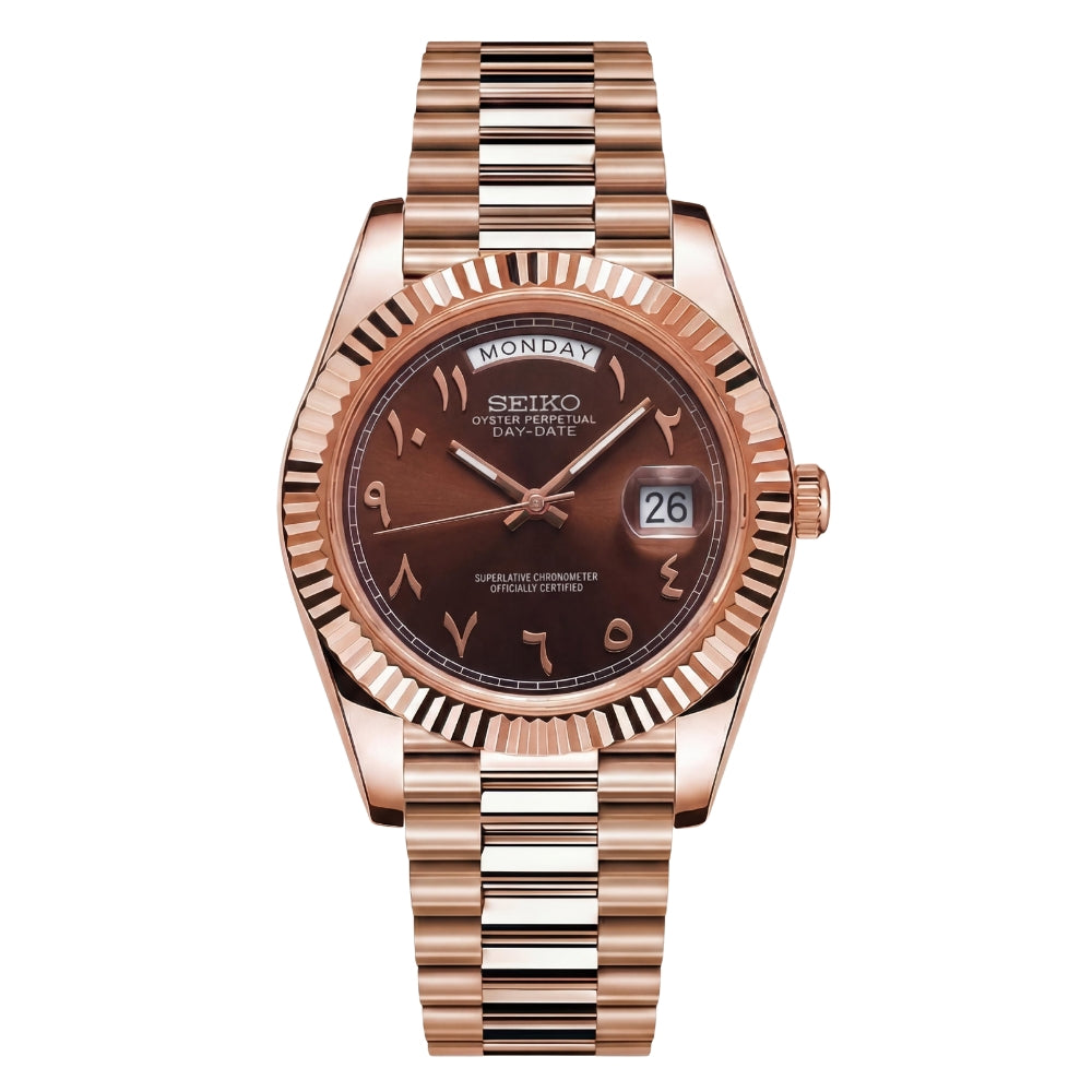 Mod | Day-Date Chocolate Arabic Rose Gold