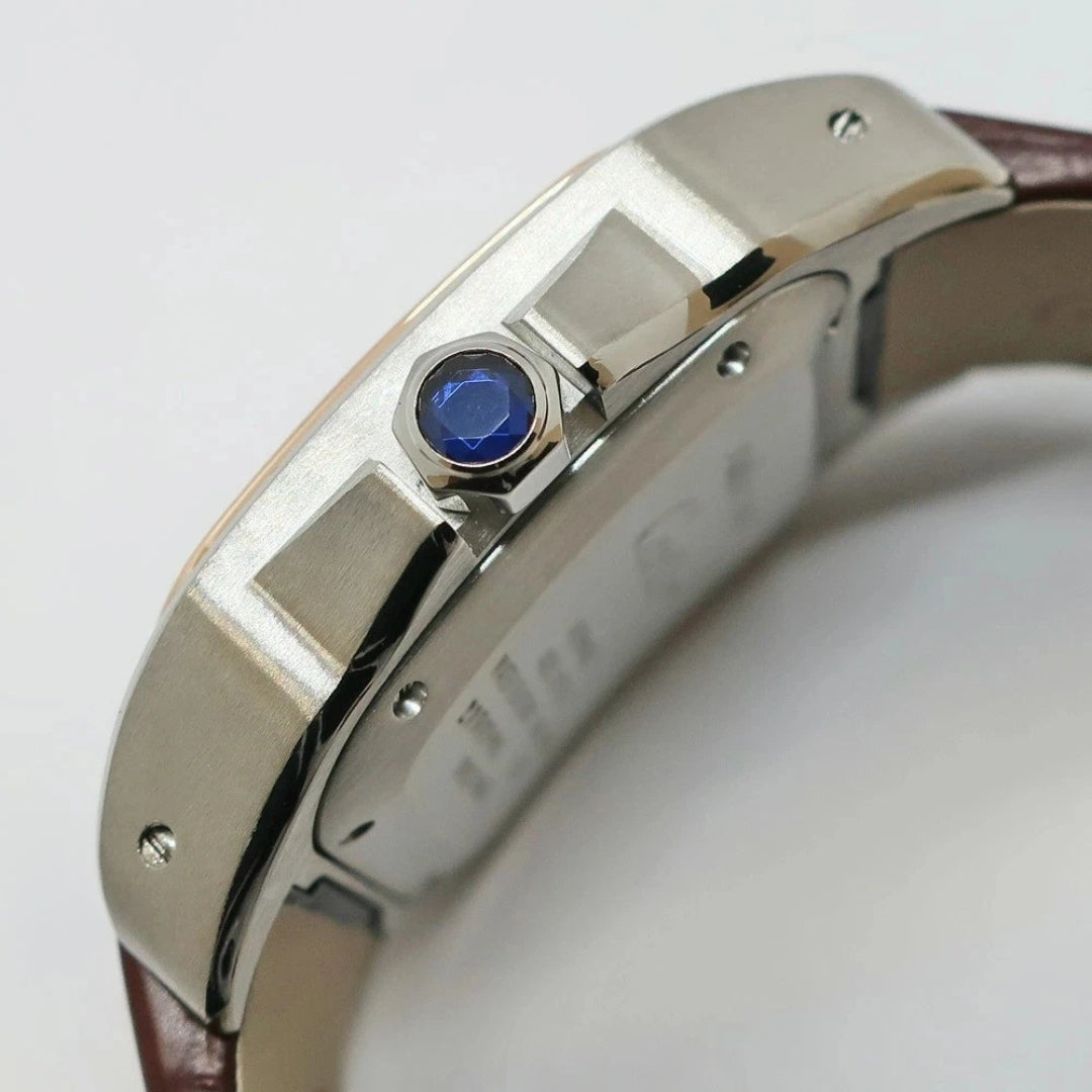 Steel - White Dial Brown Leather