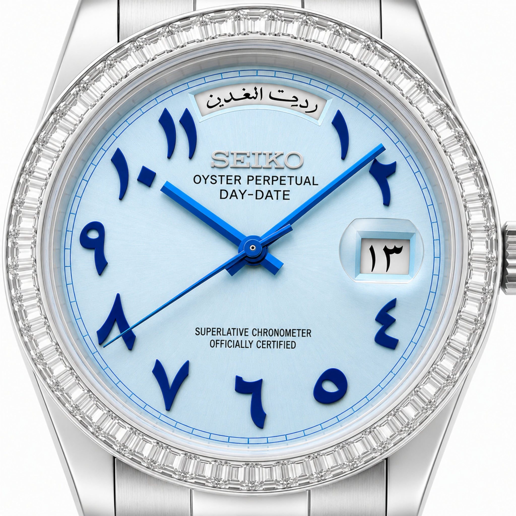 Mod | Day-Date Ice Blue Arabic (Baguette Bezel)