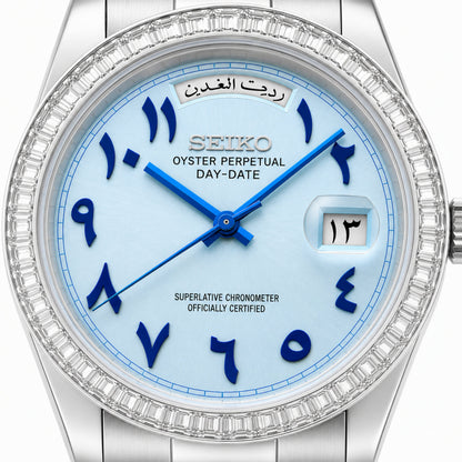 Mod | Day-Date Ice Blue Arabic (Baguette Bezel)