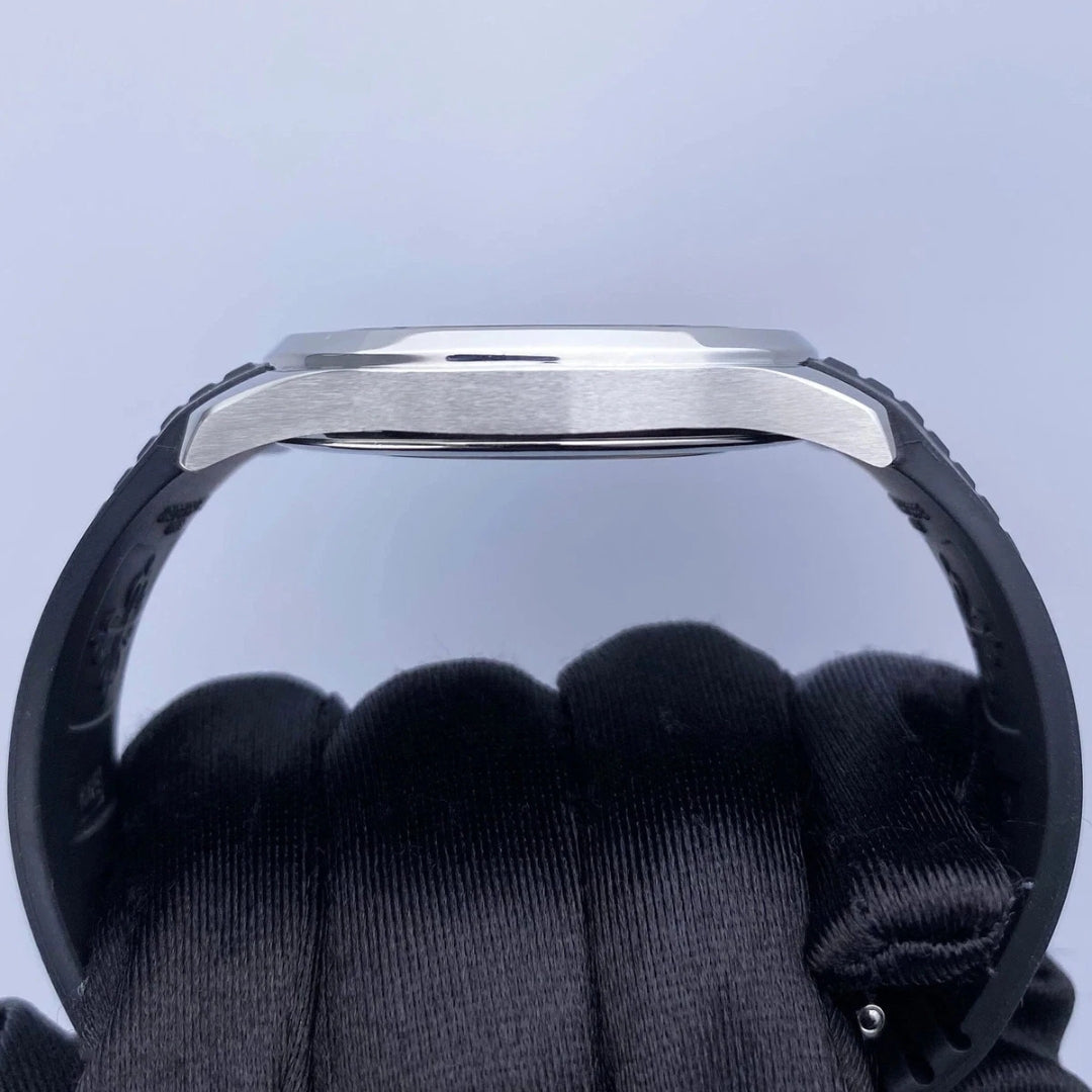 Aqua Steel - Black Dial Rubber Strap