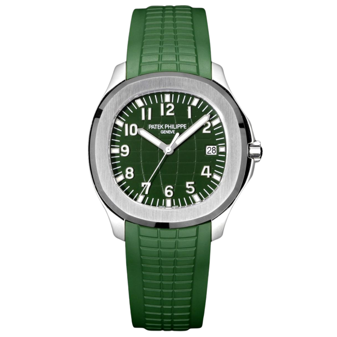 Aqua Steel - Green Dial Rubber Strap