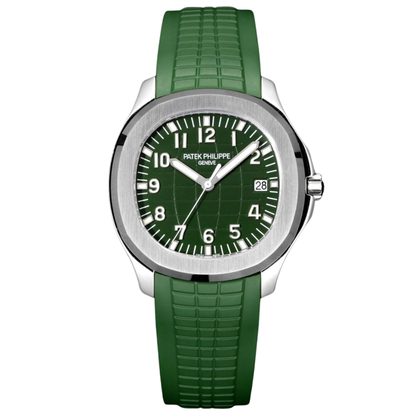 Aqua Steel - Green Dial Rubber Strap