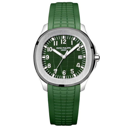 Aqua Steel - Green Dial Rubber Strap