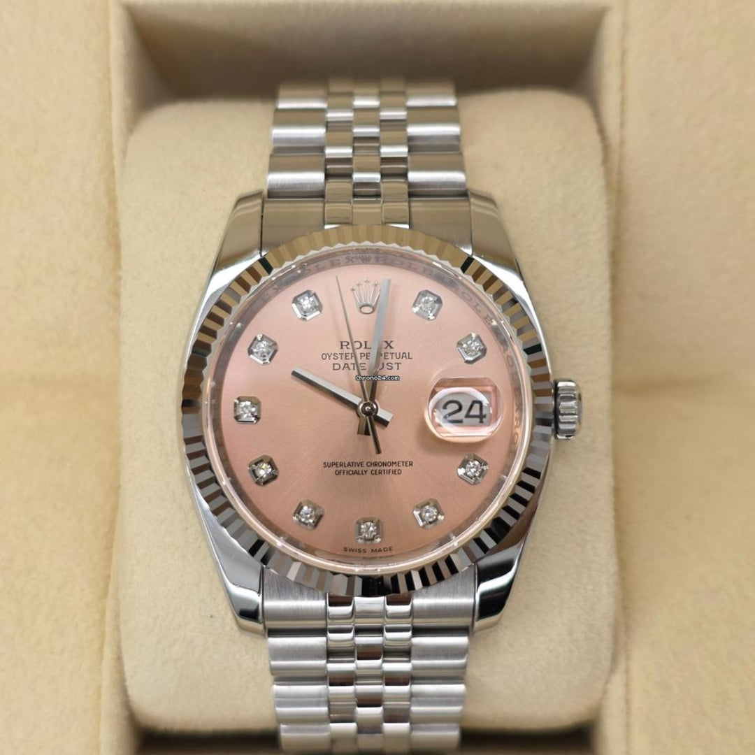 Just - Pink Roman Dial Fluted Bezel