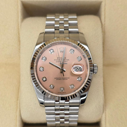 Just - Pink Roman Dial Fluted Bezel