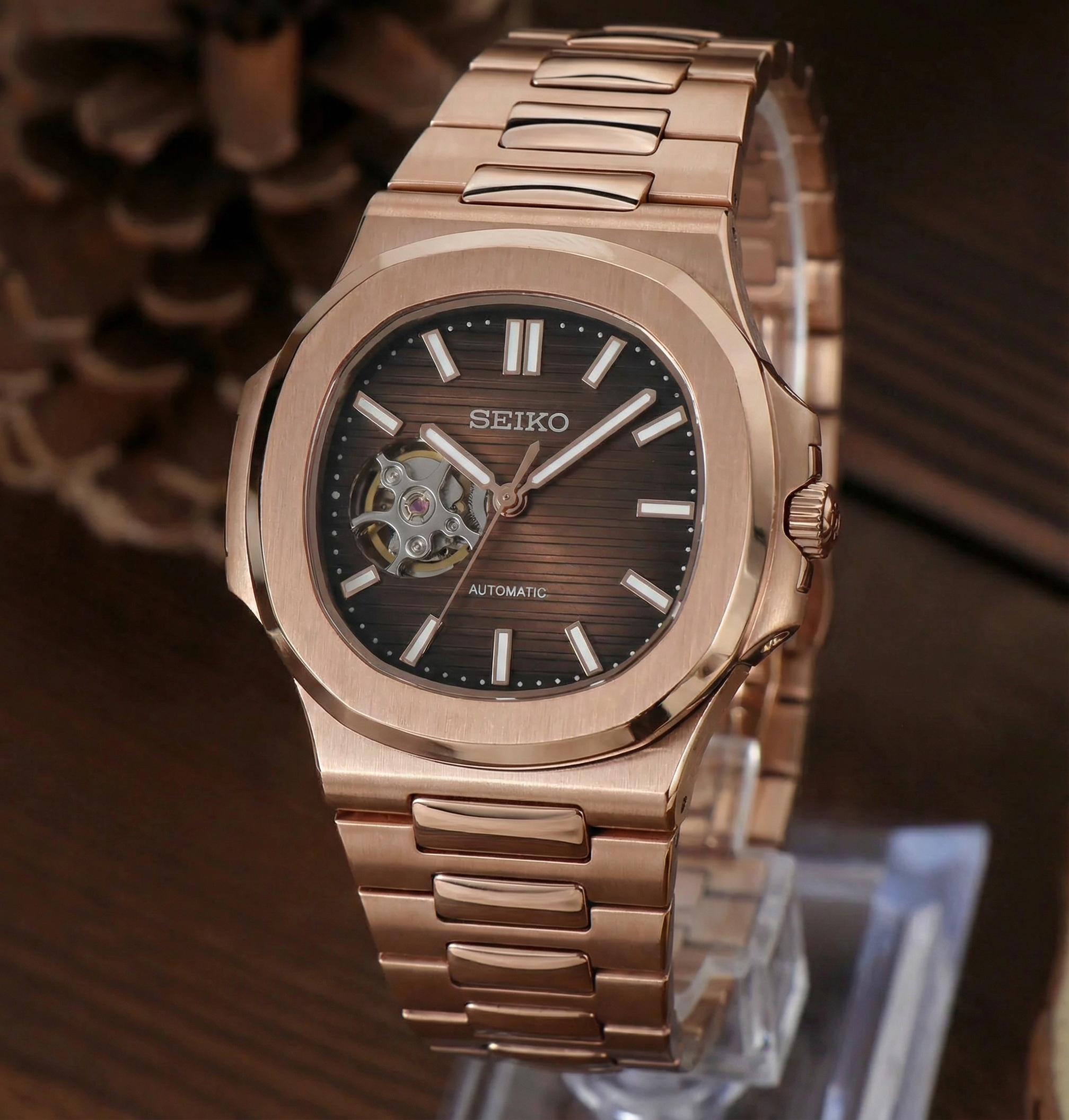 Mod | Nautilus Rose Gold Chocolate Open Heart