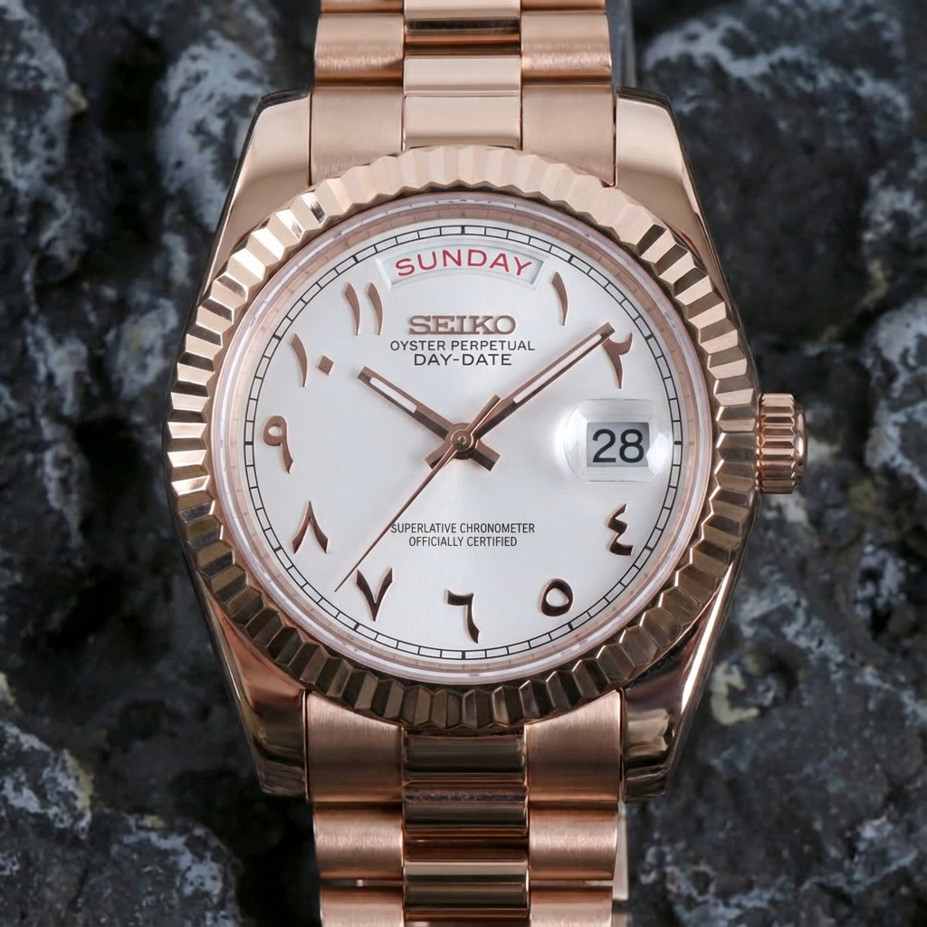 Mod | Day-Date White Arabic Rose Gold