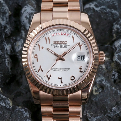Mod | Day-Date White Arabic Rose Gold