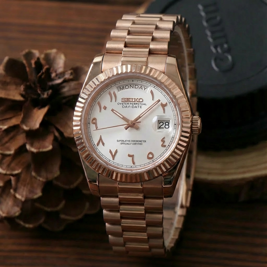 Mod | Day-Date White Arabic Rose Gold