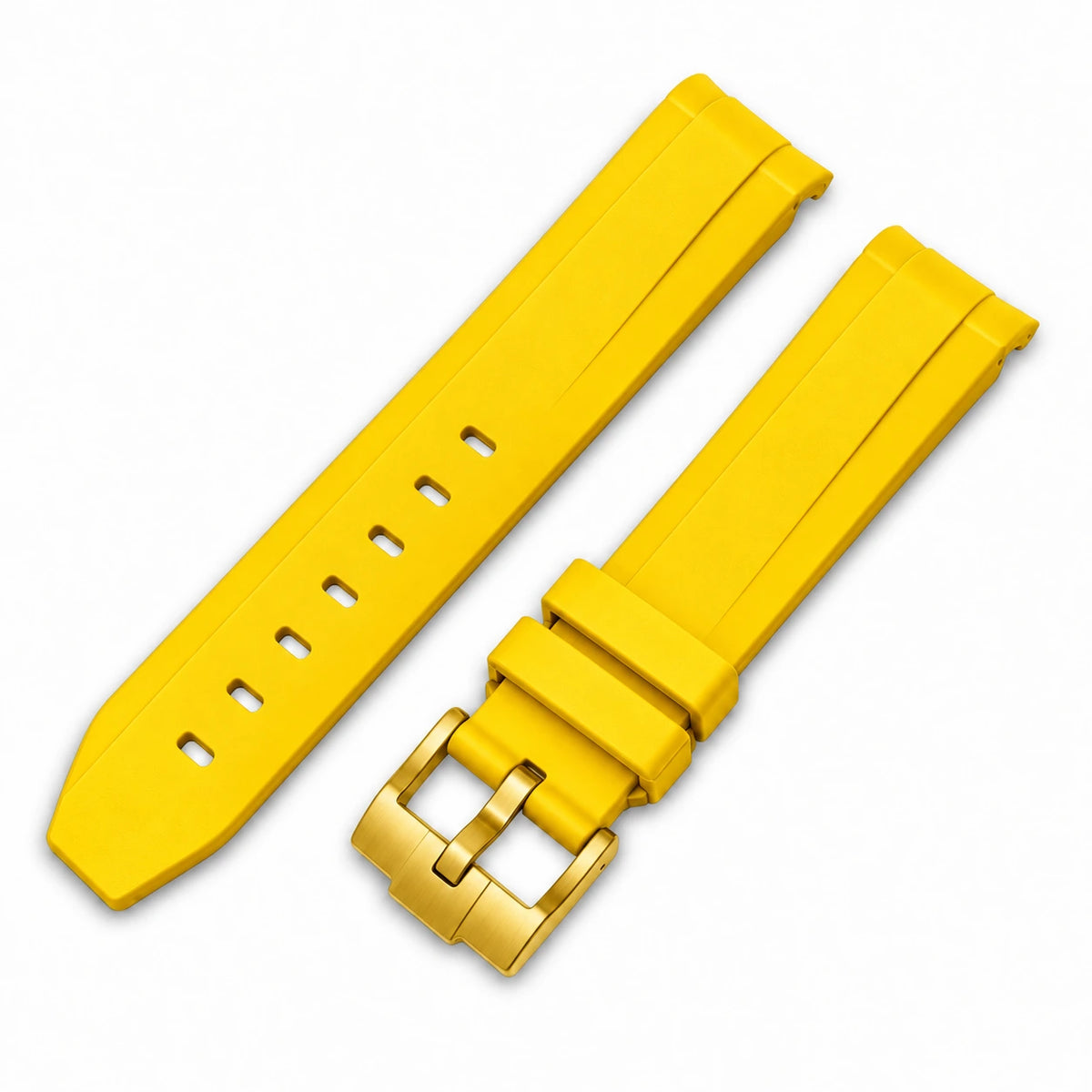 Correa de caucho Amarillo con Hebilla tradicional (pin buckle) color Dorado