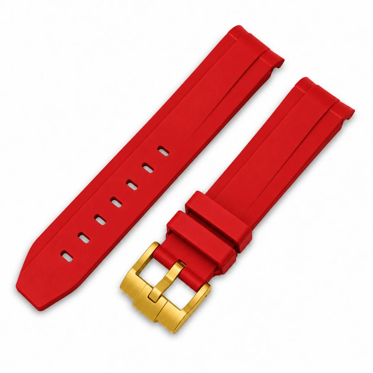 Correa de caucho Rojo con Hebilla tradicional (pin buckle) color Dorado